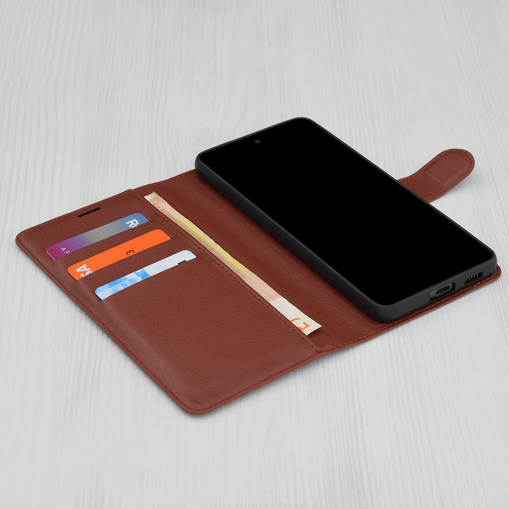 Deksel for Samsung Galaxy A54 A546, Techsuit, Leather Folio, Brun