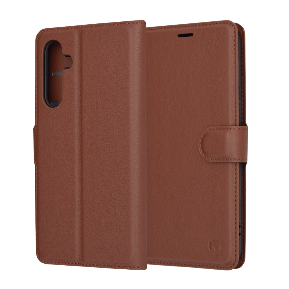 Deksel for Samsung Galaxy A54 A546, Techsuit, Leather Folio, Brun