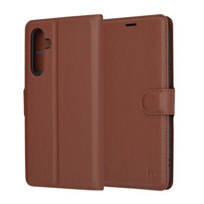Deksel for Samsung Galaxy A54 A546, Techsuit, Leather Folio, Brun