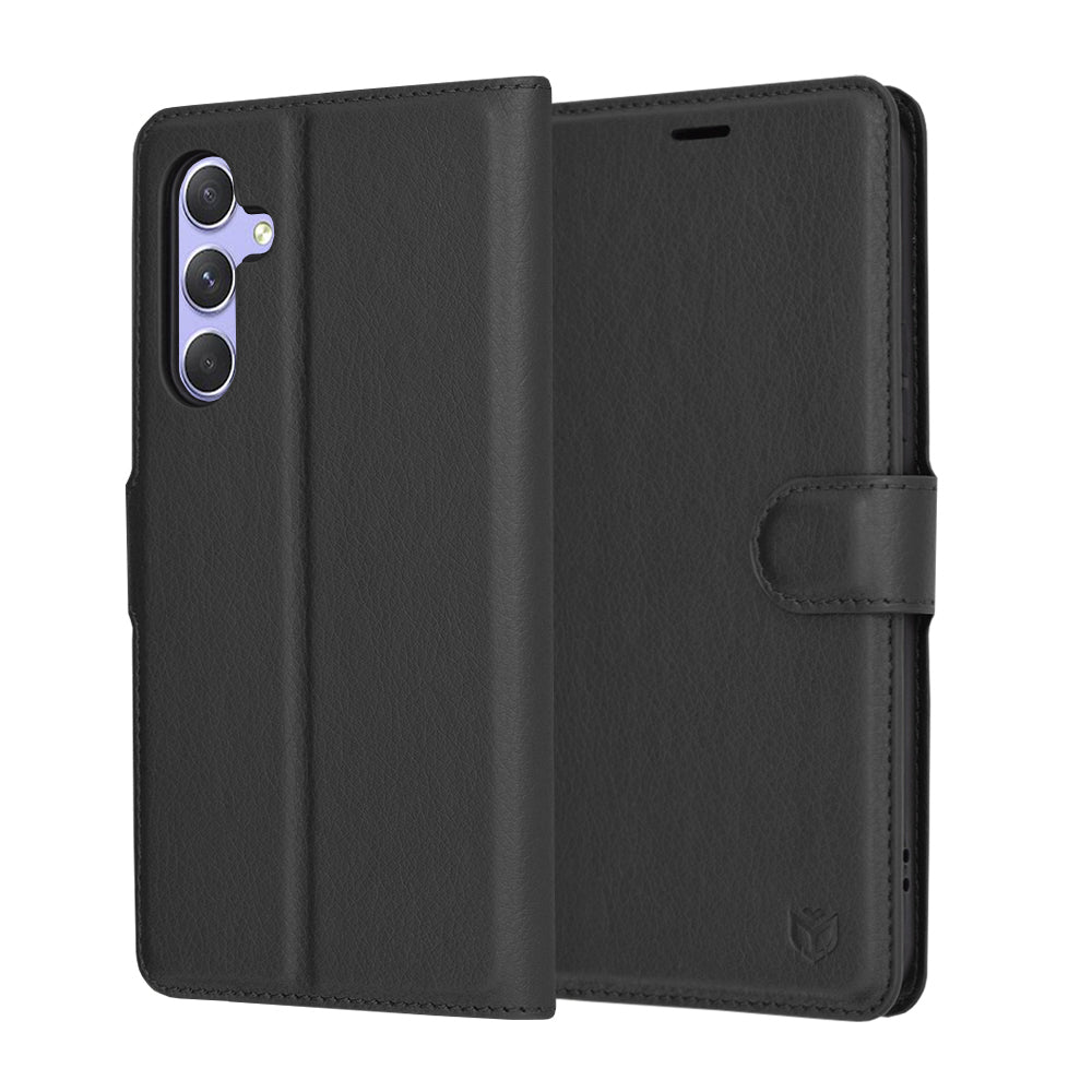 Deksel for Samsung Galaxy A54 A546, Techsuit, Leather Folio, Svart