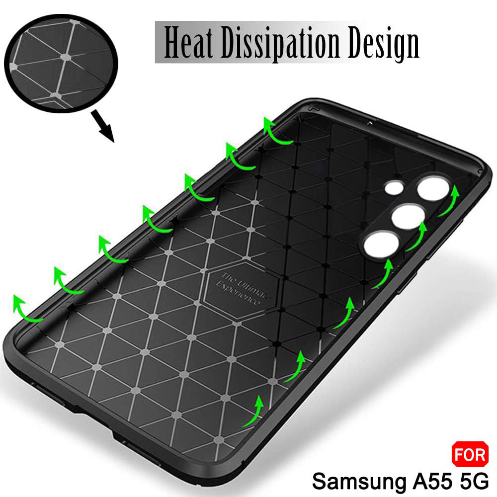 Deksel til Samsung Galaxy A55 5G A556, Techsuit, CarbonFiber, Svart