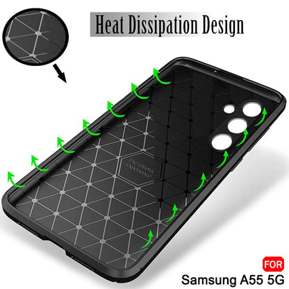 Deksel til Samsung Galaxy A55 5G A556, Techsuit, CarbonFiber, Svart