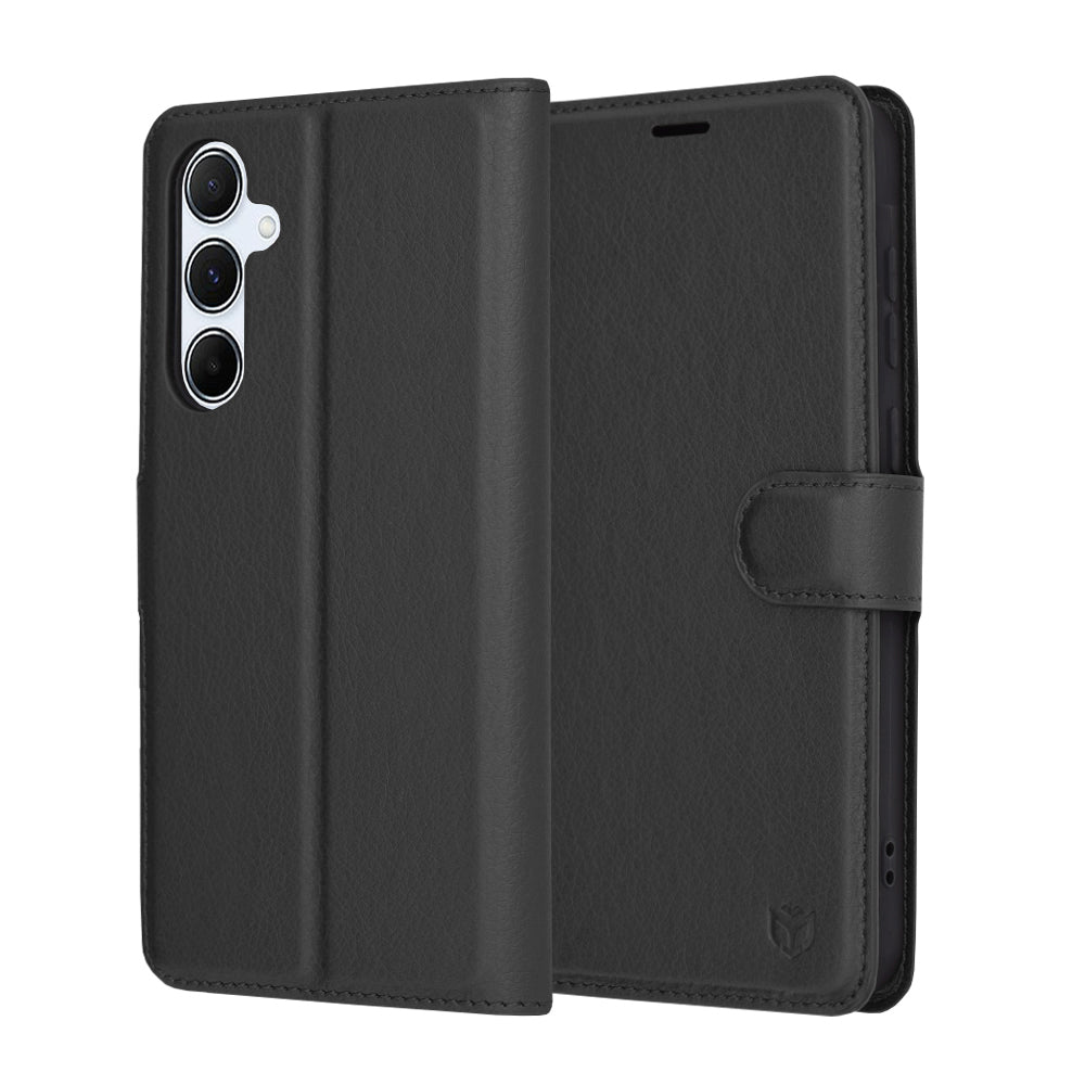 Deksel for Samsung Galaxy A55 5G A556, Techsuit, Leather Folio, Svart
