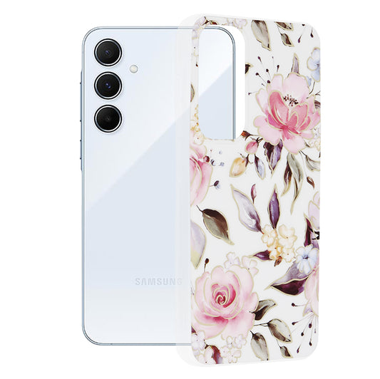 Deksel til Samsung Galaxy A55 5G A556, Techsuit, Marble, Hvit
