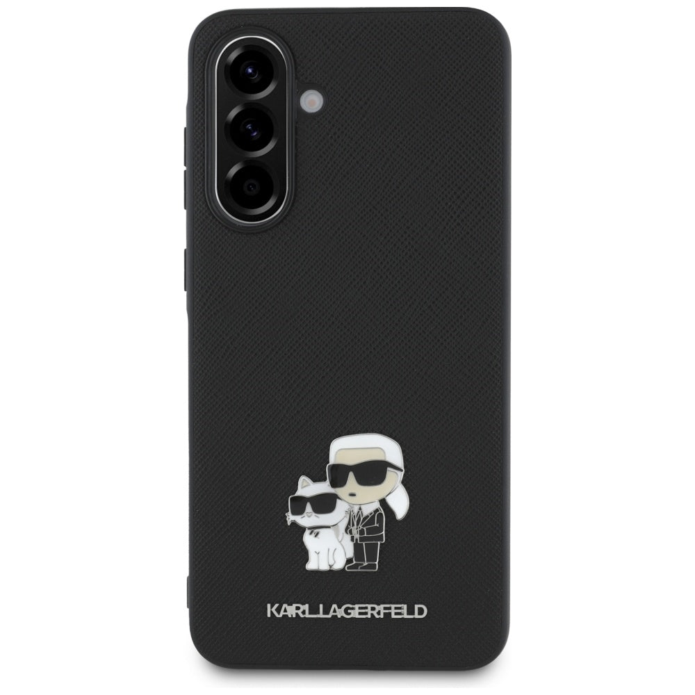 Deksel for Samsung Galaxy A56 A566, Karl Lagerfeld, Saffiano Karl & Choupette Metal, Svart