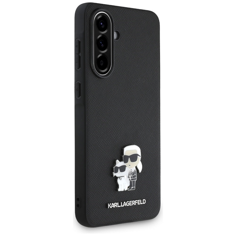 Deksel for Samsung Galaxy A56 A566, Karl Lagerfeld, Saffiano Karl & Choupette Metal, Svart