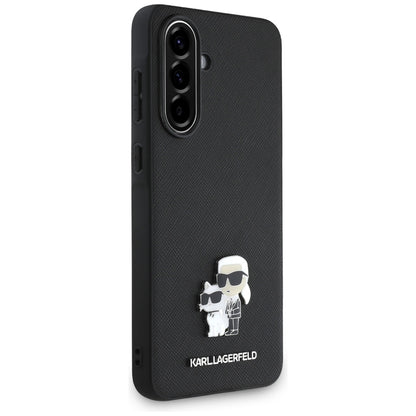 Deksel for Samsung Galaxy A56 A566, Karl Lagerfeld, Saffiano Karl & Choupette Metal, Svart