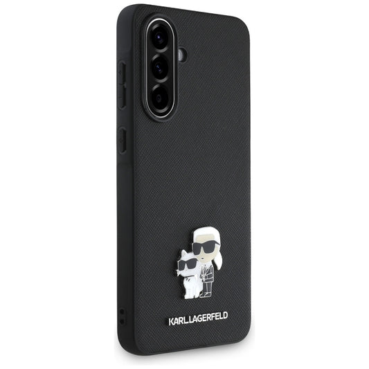 Deksel for Samsung Galaxy A56 A566, Karl Lagerfeld, Saffiano Karl & Choupette Metal, Svart