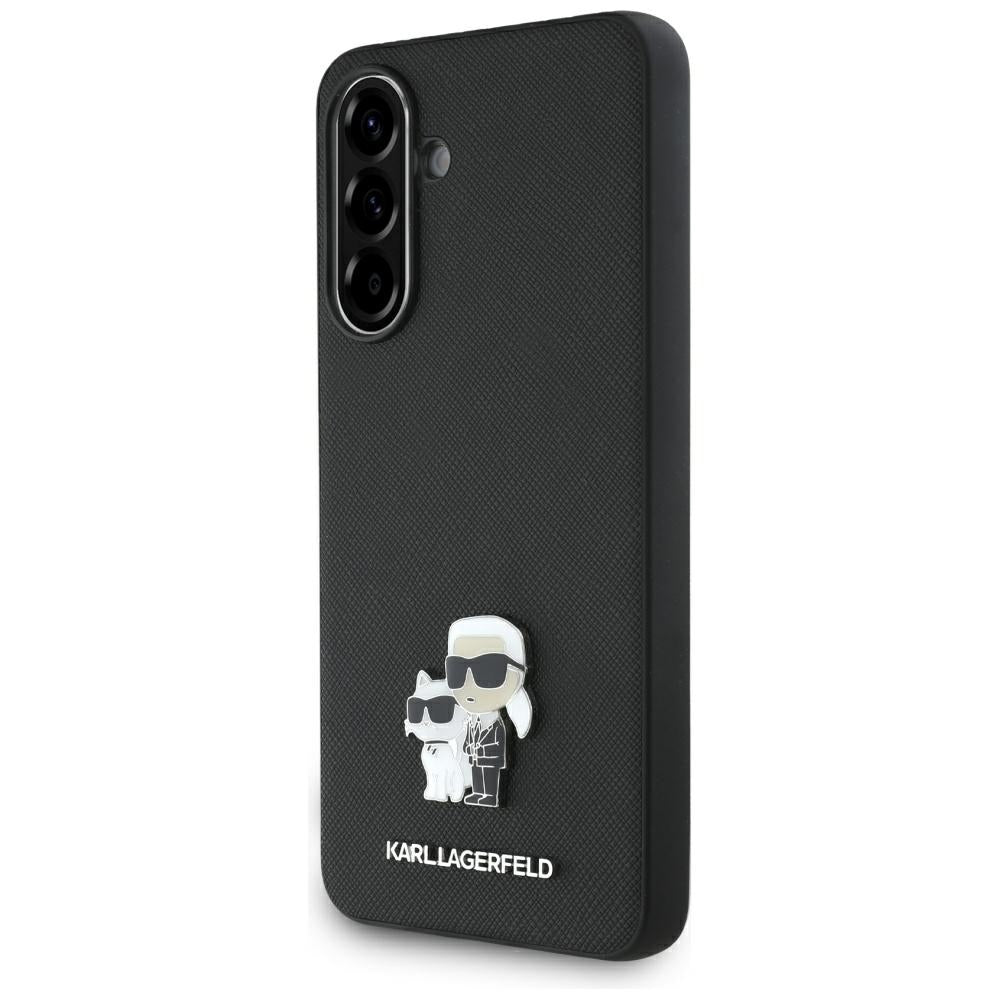 Deksel for Samsung Galaxy A56 A566, Karl Lagerfeld, Saffiano Karl & Choupette Metal, Svart
