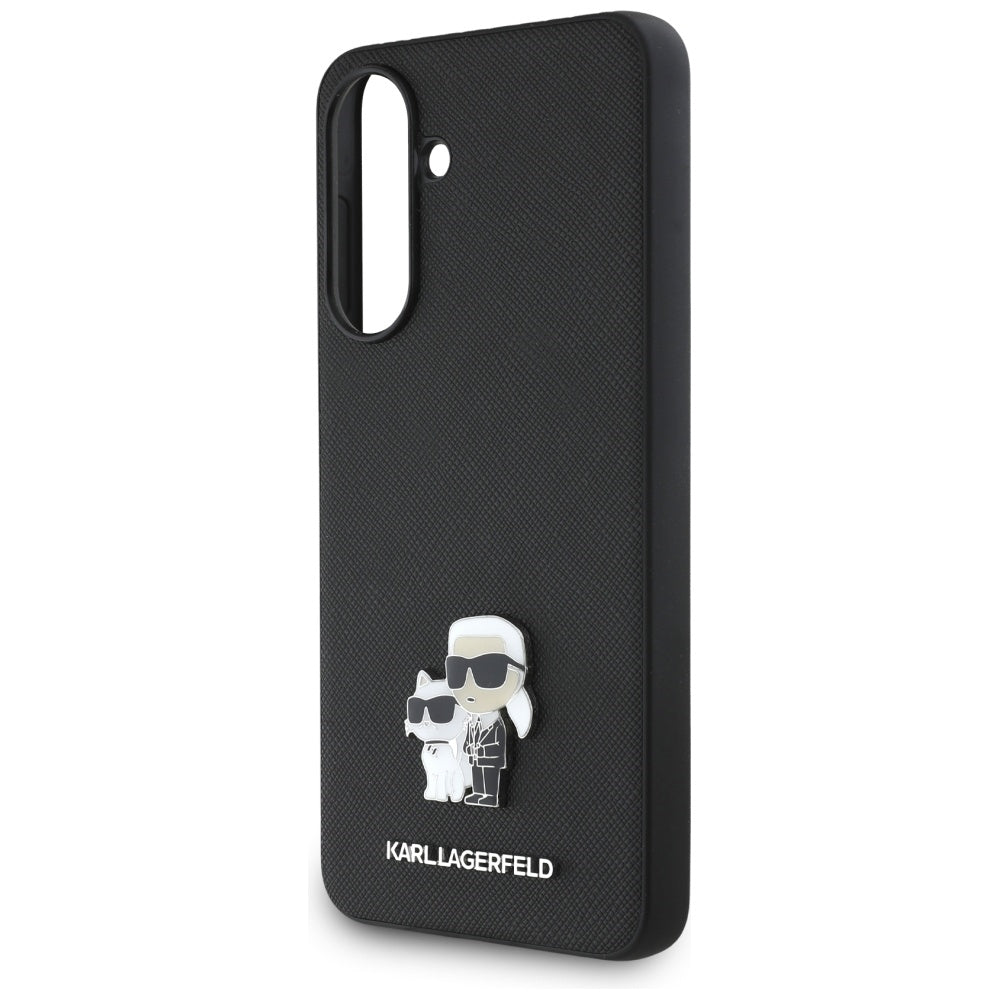 Deksel for Samsung Galaxy A56 A566, Karl Lagerfeld, Saffiano Karl & Choupette Metal, Svart