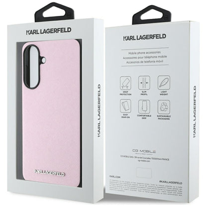 Deksel for Samsung Galaxy A56 A566, Karl Lagerfeld, Saffiano Metal Logo, Rosa
