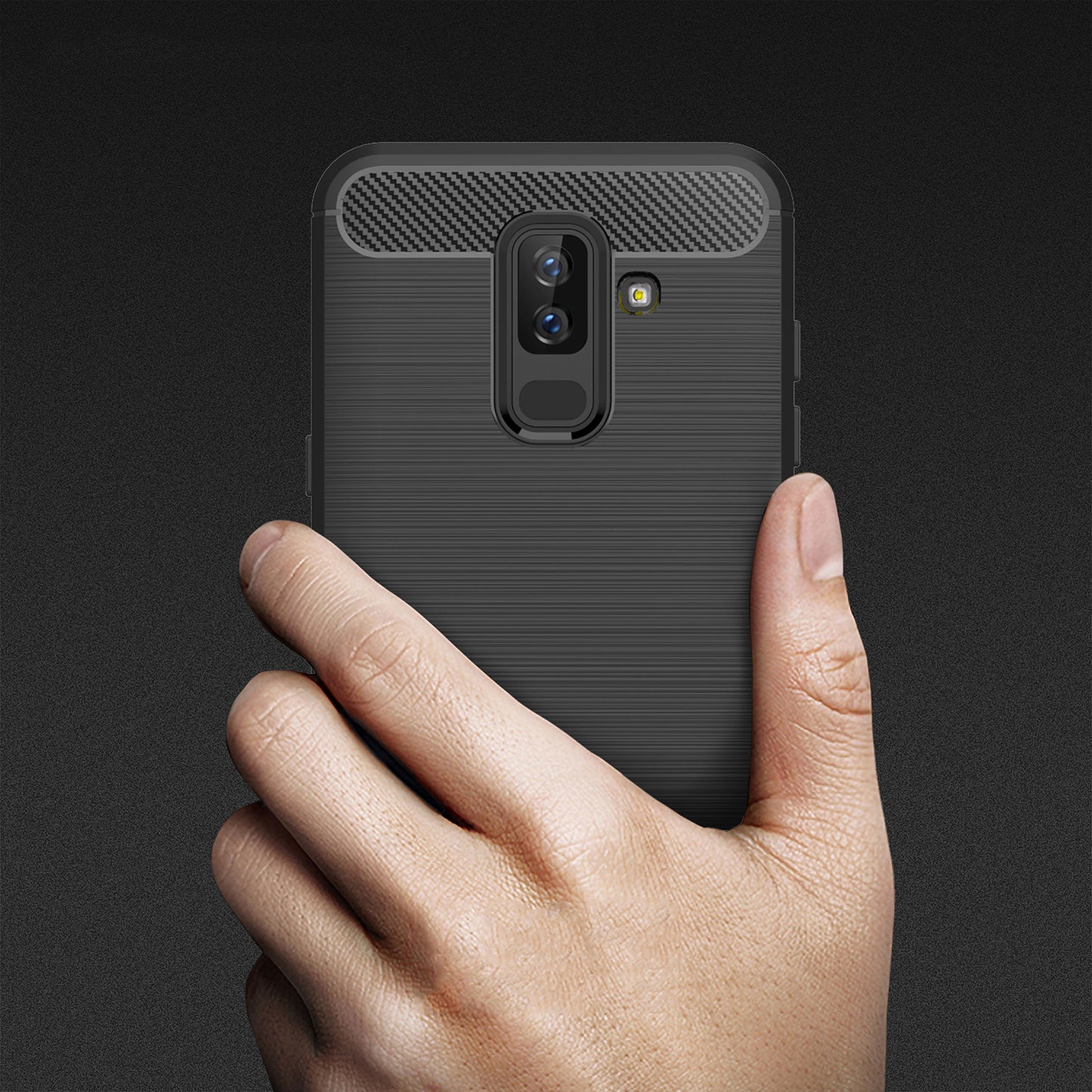 Deksel til Samsung Galaxy A6 Plus (2018) A605, Techsuit, Karbon, Svart