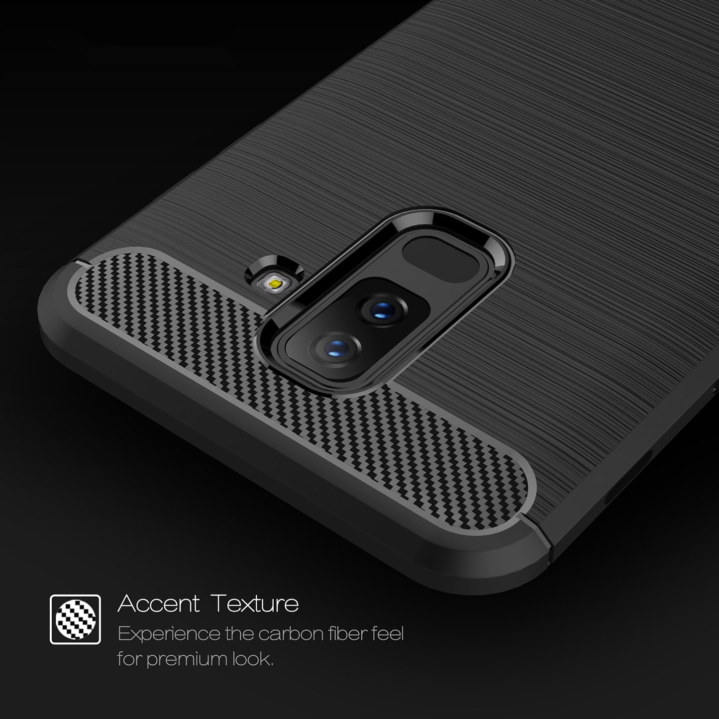 Deksel til Samsung Galaxy A6 Plus (2018) A605, Techsuit, Karbon, Svart