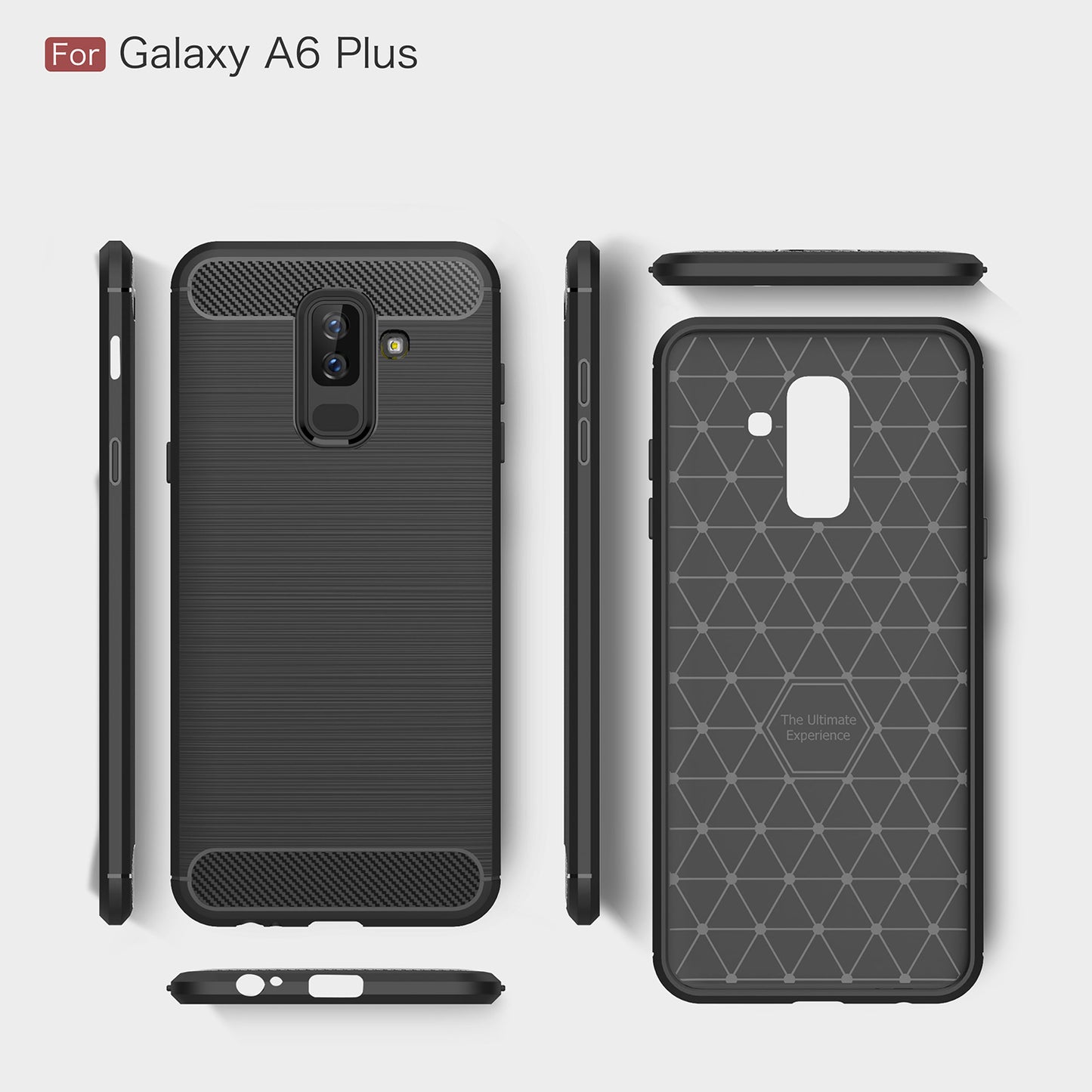 Deksel til Samsung Galaxy A6 Plus (2018) A605, Techsuit, Karbon, Svart