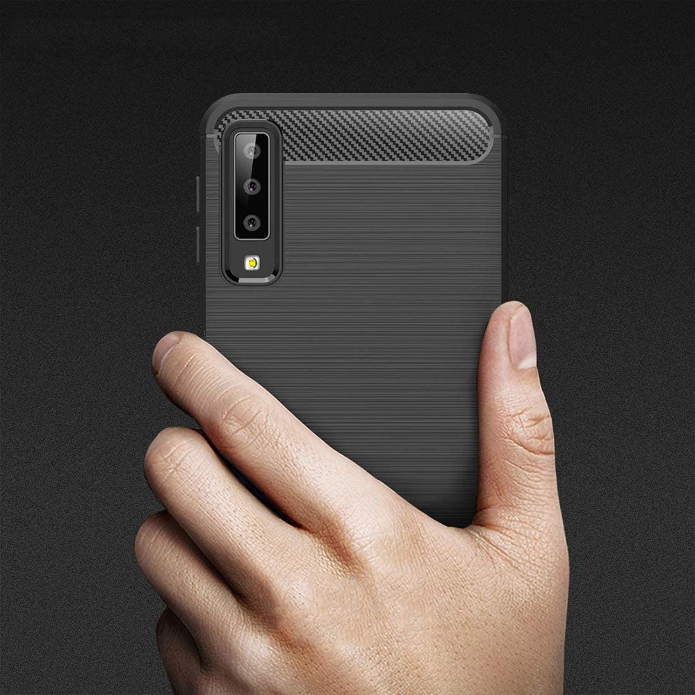 Deksel til Samsung Galaxy A7 (2018) A750, Techsuit, Karbon, Svart