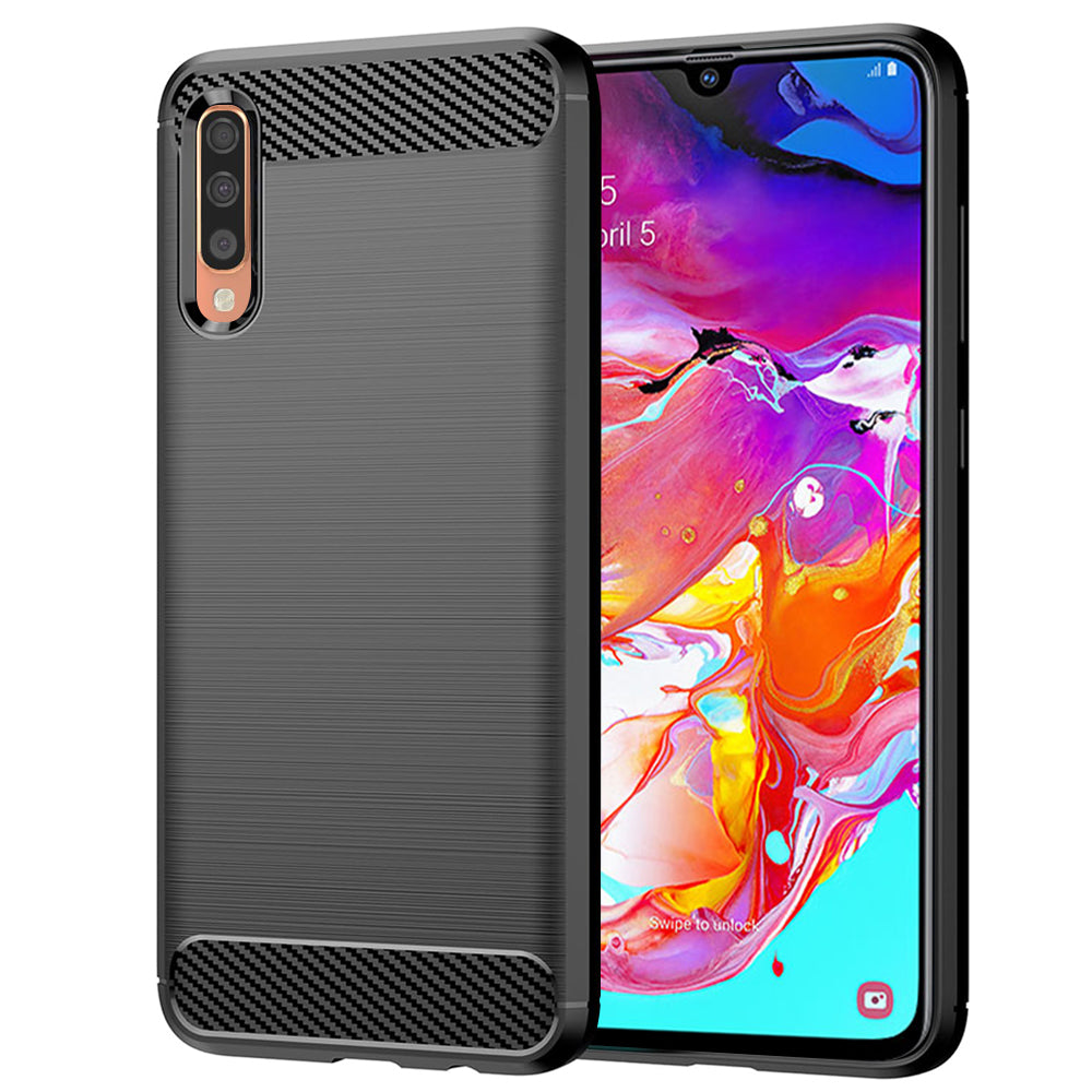 Deksel for Samsung Galaxy A70s A707 / A70 A705, Techsuit, Karbon, Svart