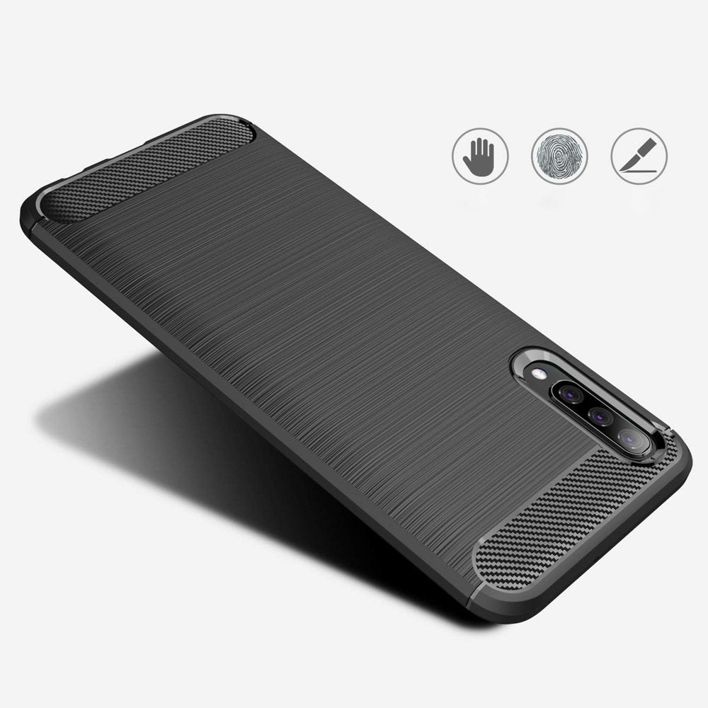 Deksel for Samsung Galaxy A70s A707 / A70 A705, Techsuit, Karbon, Svart