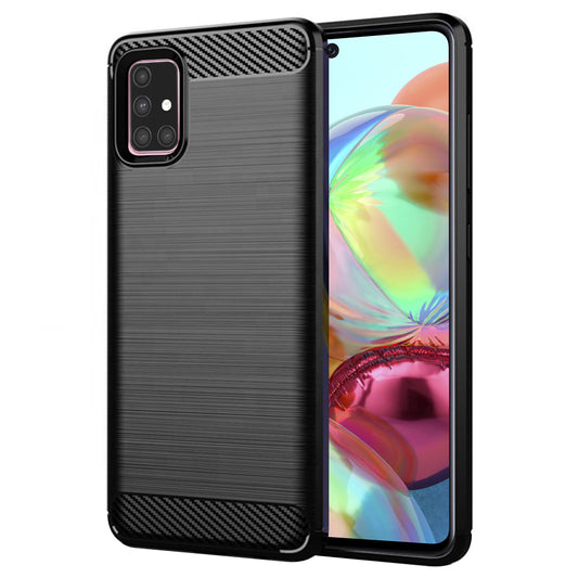 Deksel for Samsung Galaxy A71 A715, Techsuit, Karbon, Svart