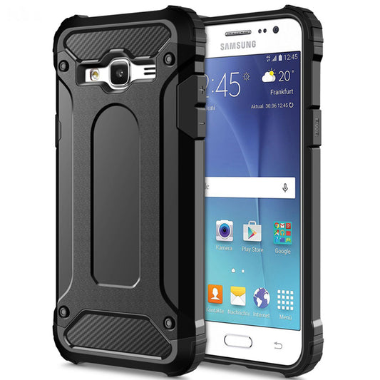 Deksel for Samsung Galaxy J5 J500, Techsuit, Hybrid Armor, Svart