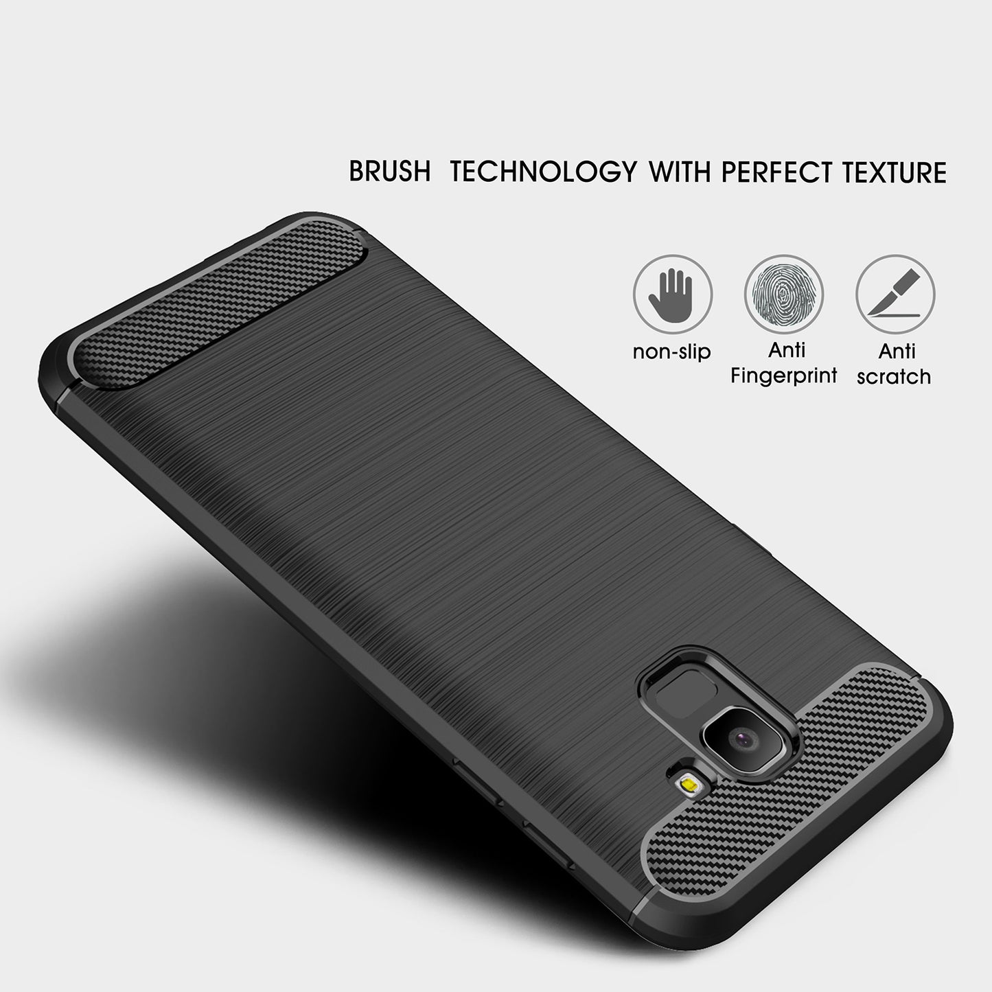 Deksel til Samsung Galaxy J6 J600, Techsuit, Karbon, Svart