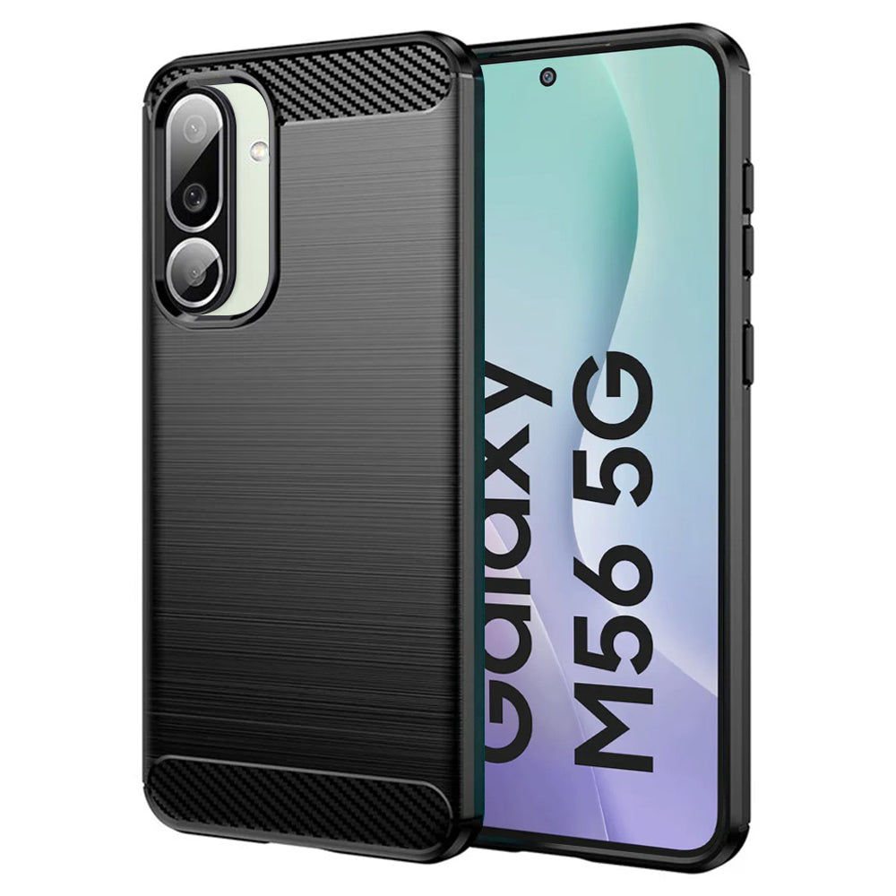 Deksel for Samsung Galaxy M56 M566, Techsuit, Karbon, Svart
