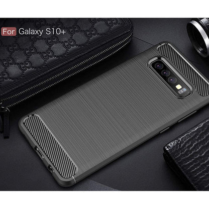Deksel til Samsung Galaxy S10+ G975, Techsuit, Karbon, Svart