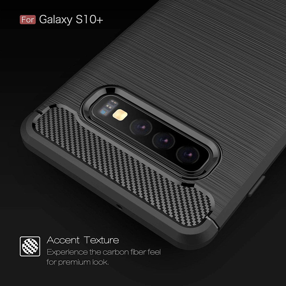 Deksel til Samsung Galaxy S10+ G975, Techsuit, Karbon, Svart