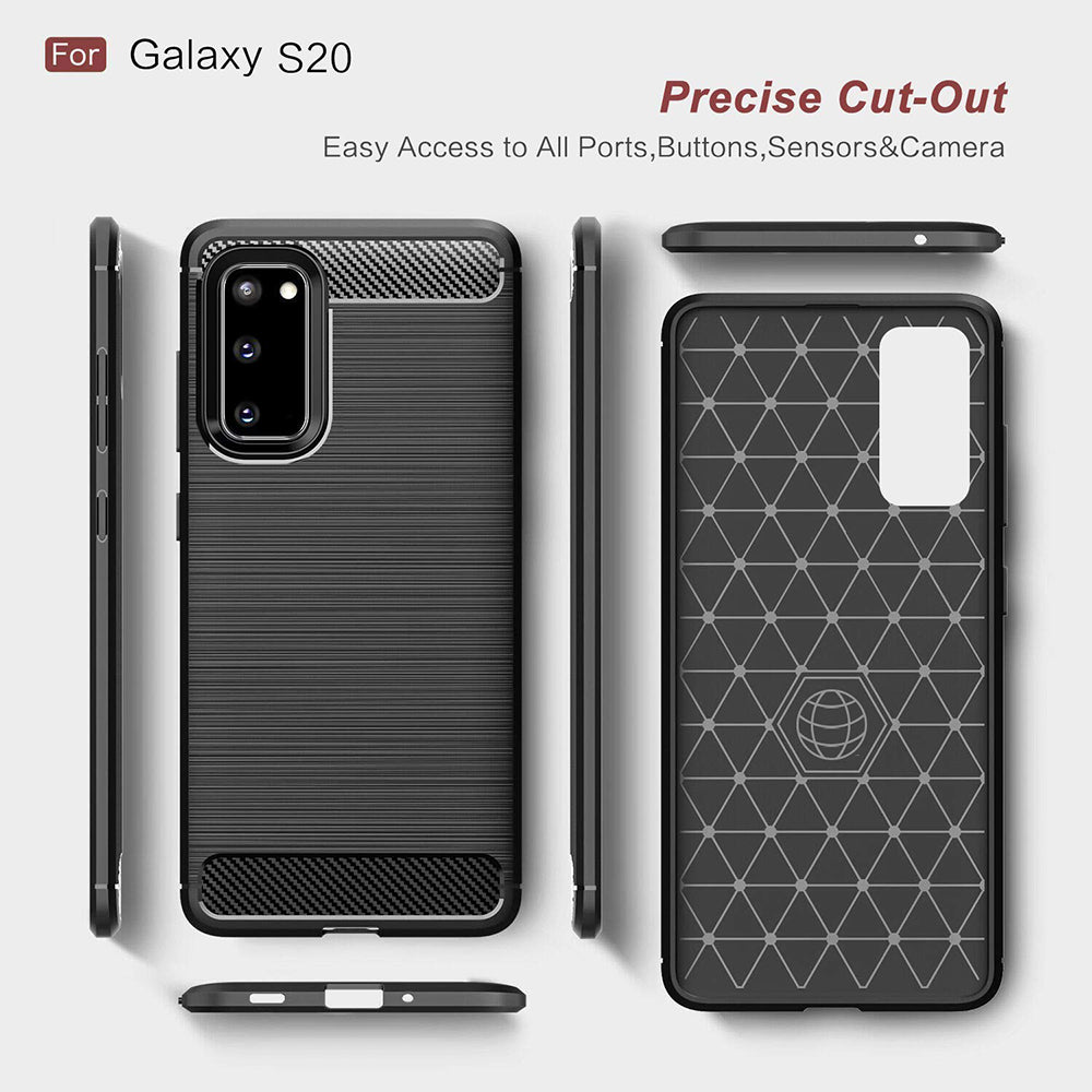 Deksel til Samsung Galaxy S20 5G G981 / S20 G980, Techsuit, Karbon, Svart