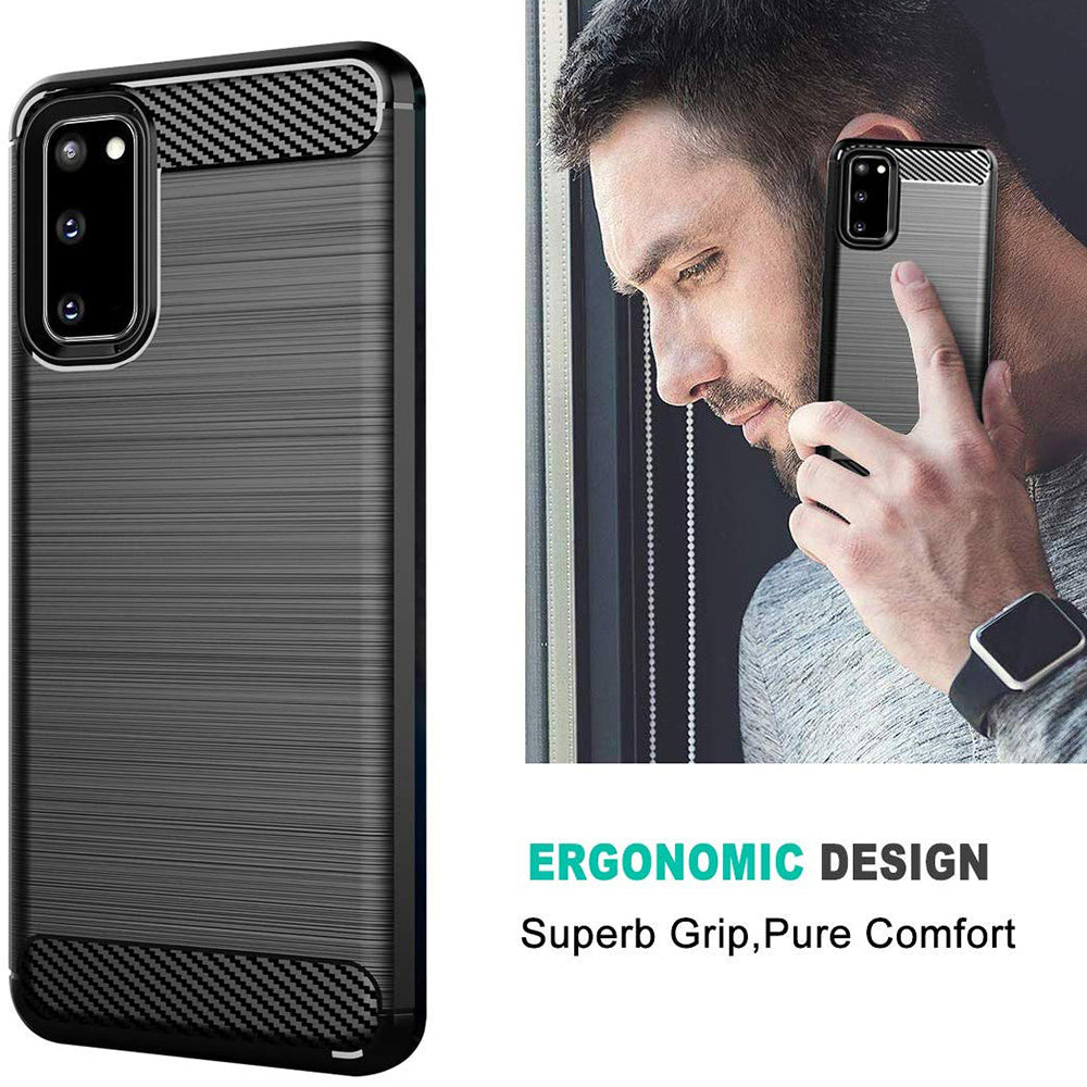 Deksel til Samsung Galaxy S20 5G G981 / S20 G980, Techsuit, Karbon, Svart