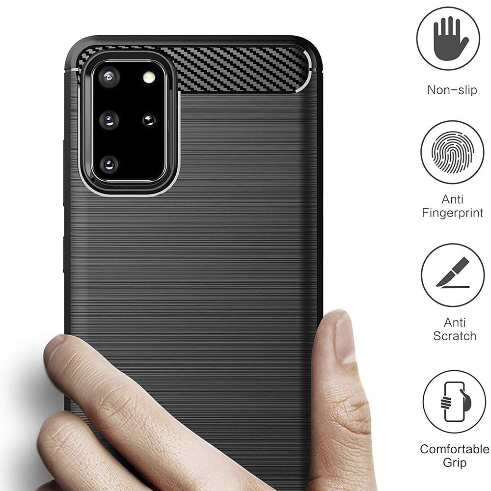 Deksel til Samsung Galaxy S20+ 5G G986 / S20+ G985, Techsuit, Karbon, Svart