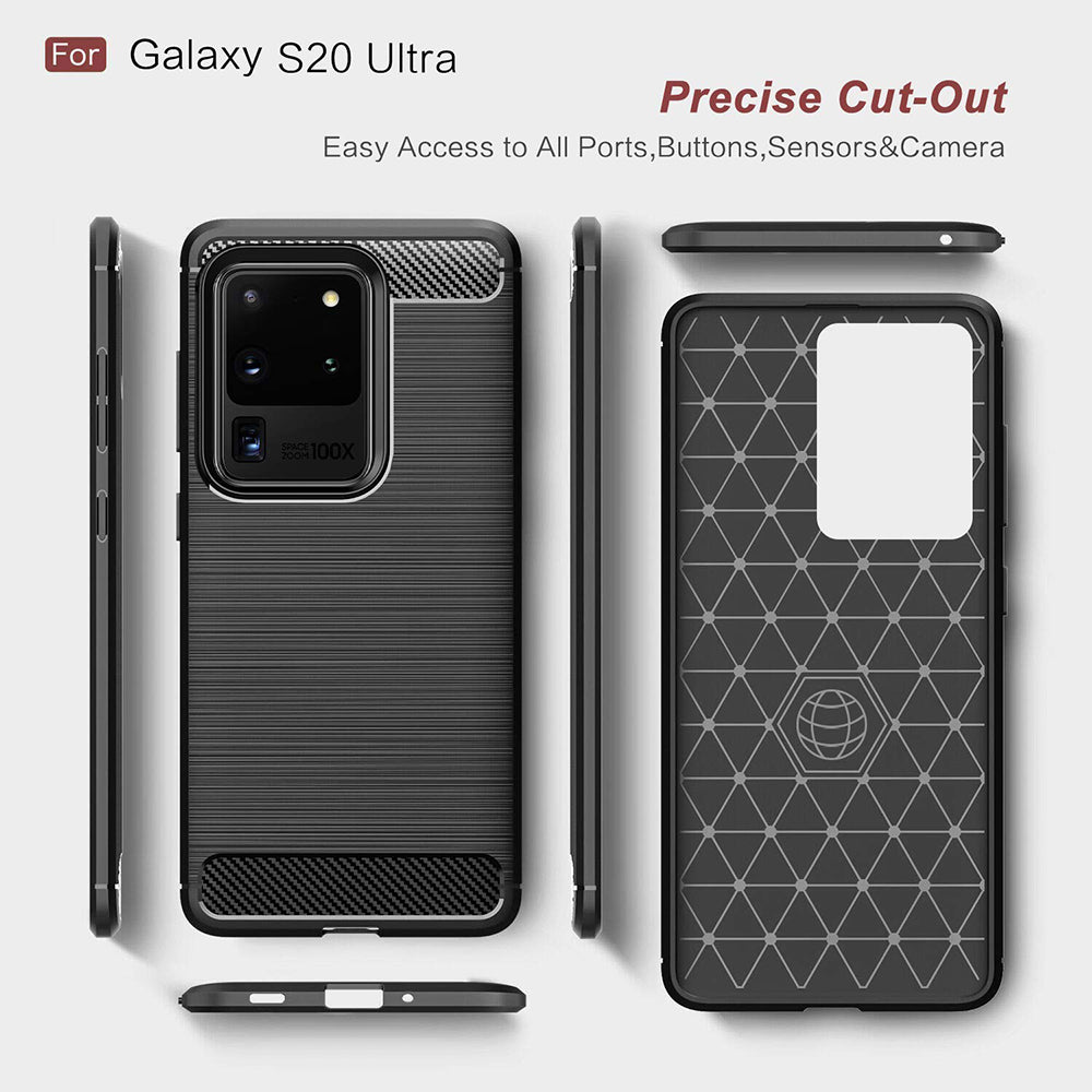 Deksel til Samsung Galaxy S20 Ultra 5G G988 / S20 Ultra G988, Techsuit, Karbon, Svart