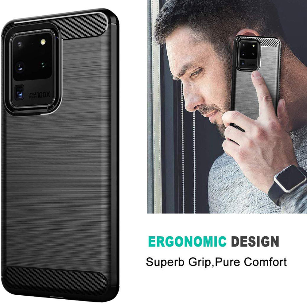 Deksel til Samsung Galaxy S20 Ultra 5G G988 / S20 Ultra G988, Techsuit, Karbon, Svart