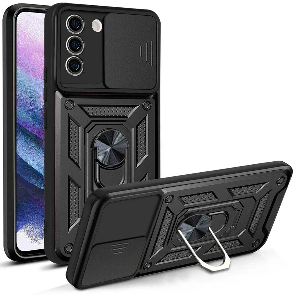 Deksel til Samsung Galaxy S21 FE 5G G990, Techsuit, CamShield, Svart