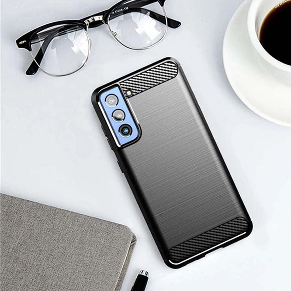Deksel til Samsung Galaxy S21 FE 5G G990, Techsuit, Karbon, Svart