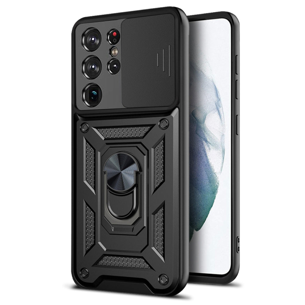 Deksel til Samsung Galaxy S21 Ultra 5G G998, Techsuit, CamShield, Svart