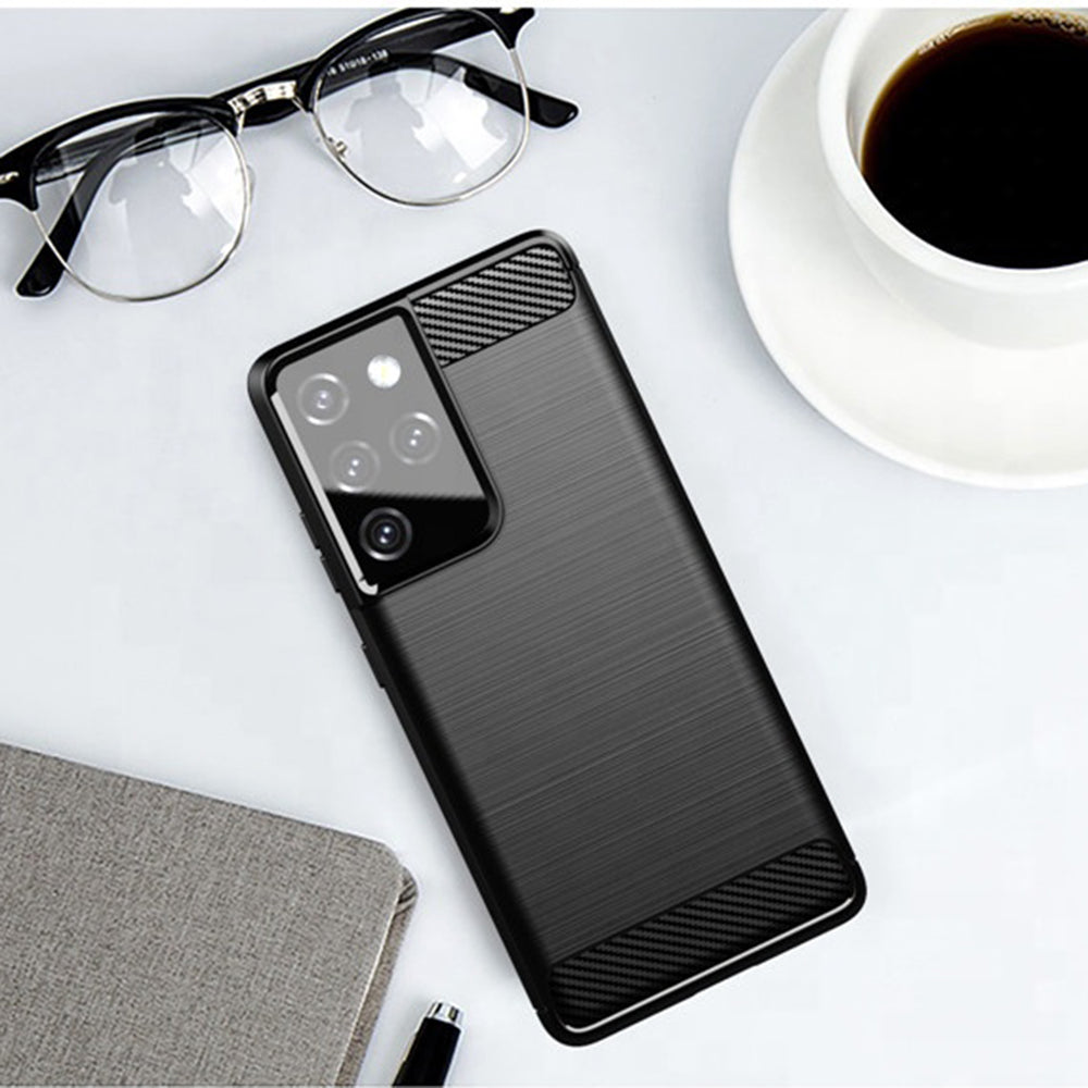Deksel til Samsung Galaxy S21 Ultra 5G G998, Techsuit, Karbon, Svart