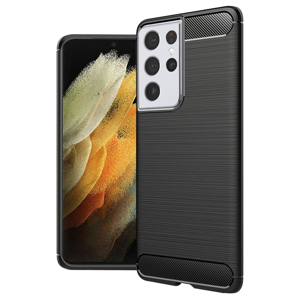 Deksel til Samsung Galaxy S21 Ultra 5G G998, Techsuit, CarbonFiber, Svart
