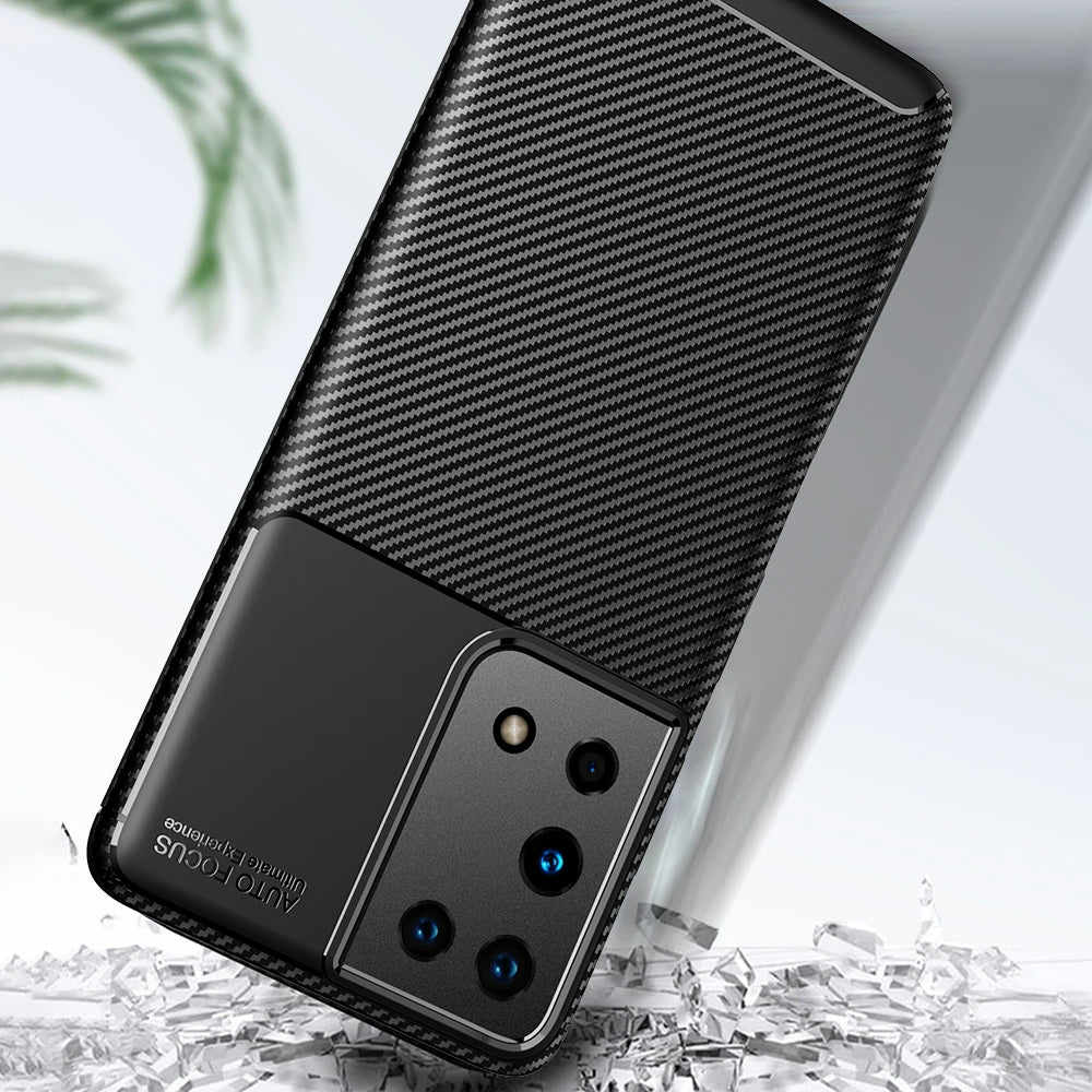 Deksel til Samsung Galaxy S21 Ultra 5G G998, Techsuit, CarbonFiber, Svart