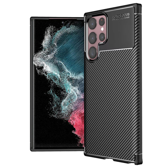 Deksel til Samsung Galaxy S22 Ultra 5G S908, Techsuit, CarbonFiber, Svart