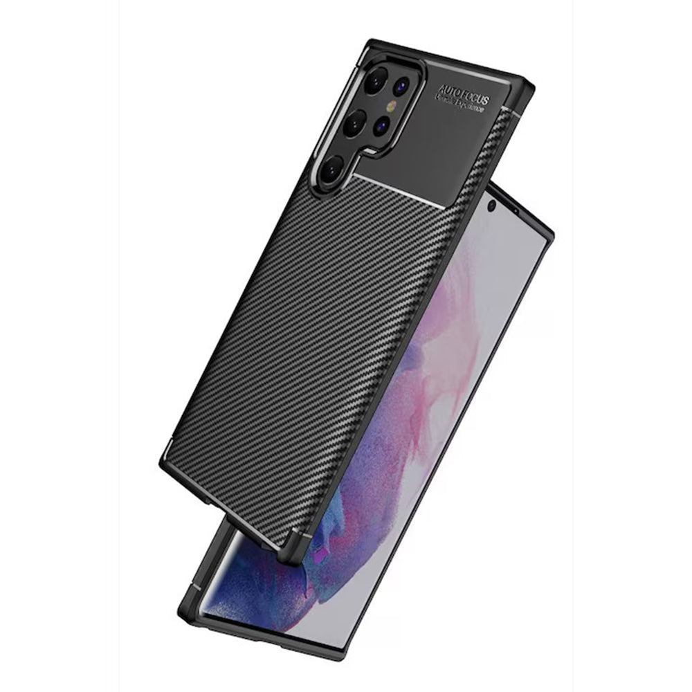Deksel til Samsung Galaxy S22 Ultra 5G S908, Techsuit, CarbonFiber, Svart