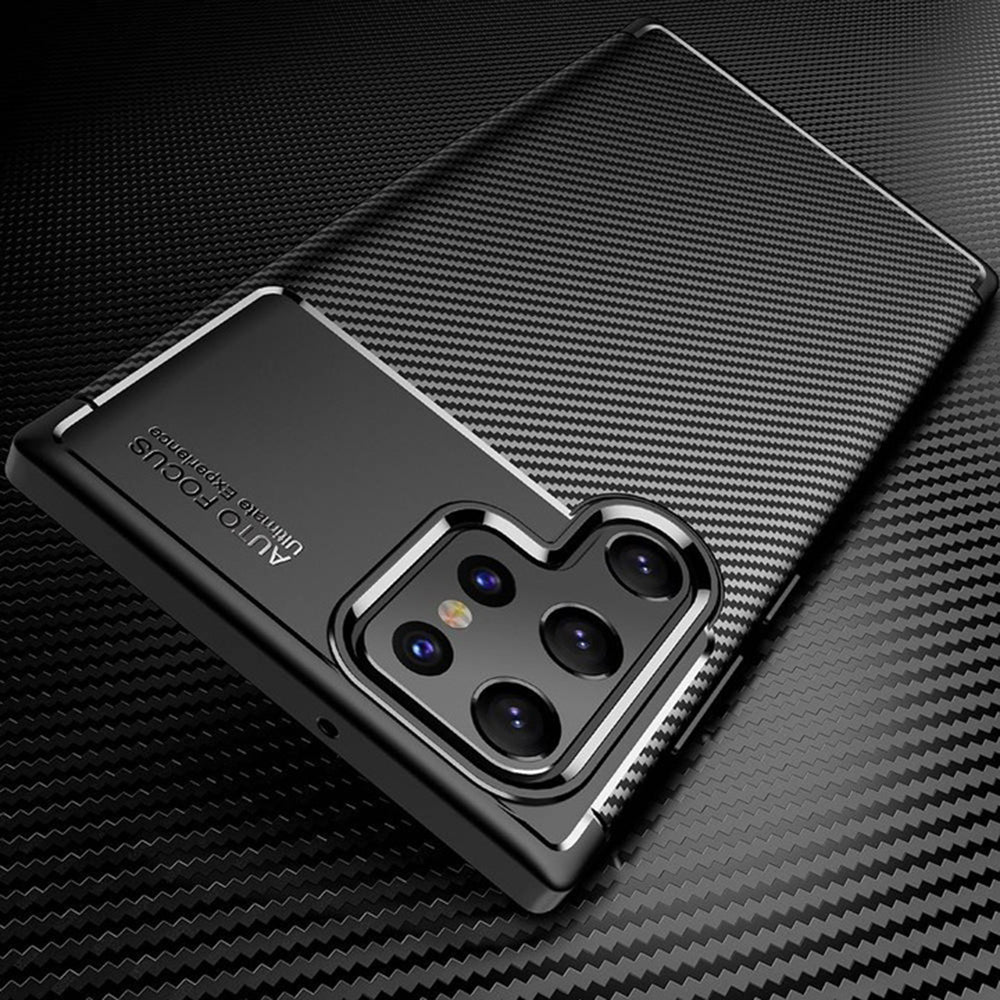 Deksel til Samsung Galaxy S22 Ultra 5G S908, Techsuit, CarbonFiber, Svart