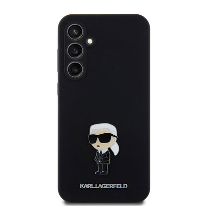 Deksel for Samsung Galaxy S23 FE S711, Karl Lagerfeld, Silicone Ikonik Karl Metal, Svart