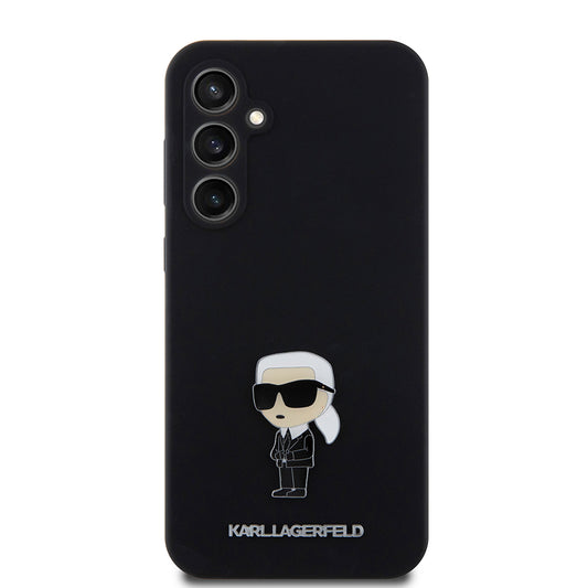 Deksel for Samsung Galaxy S23 FE S711, Karl Lagerfeld, Silicone Ikonik Karl Metal, Svart