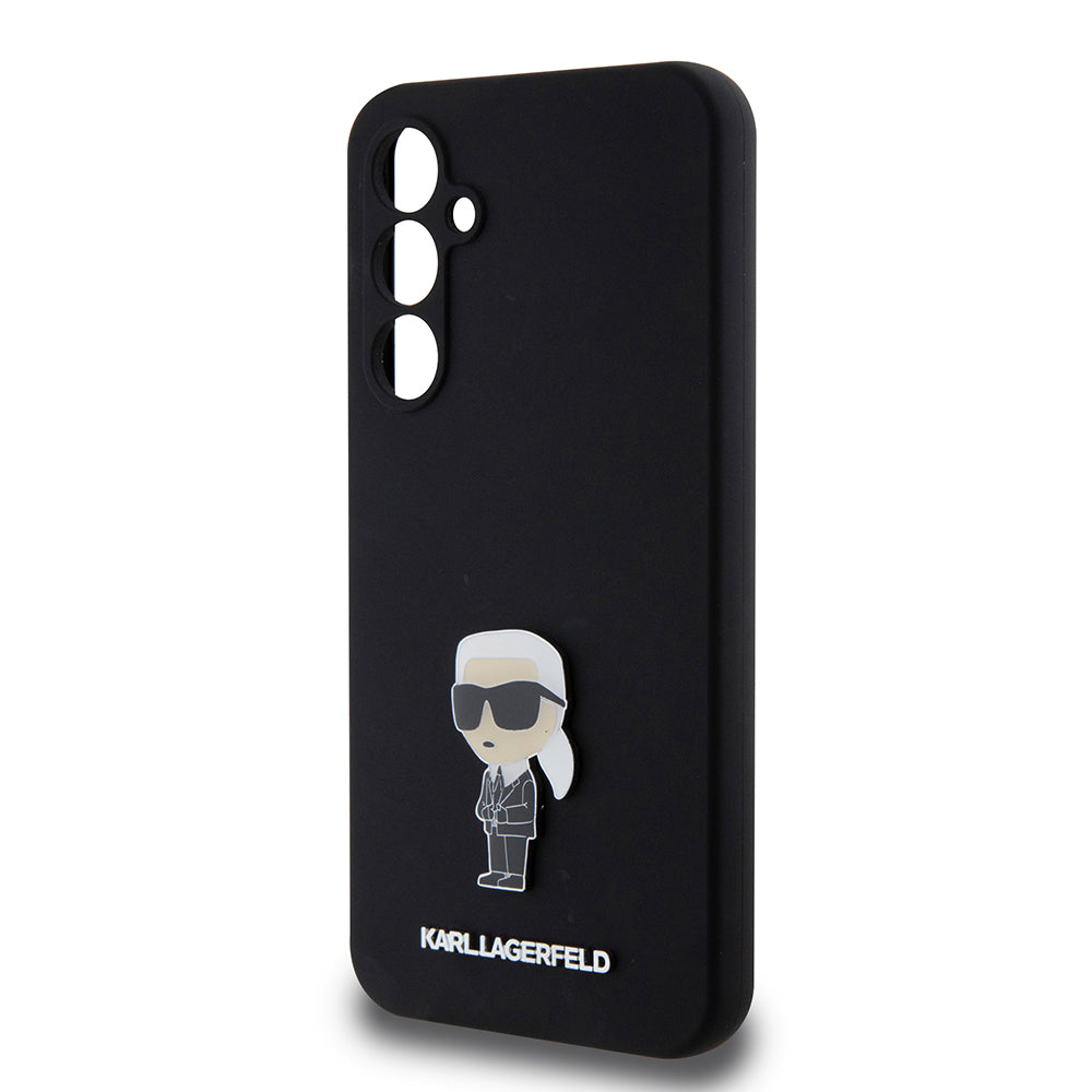 Deksel for Samsung Galaxy S23 FE S711, Karl Lagerfeld, Silicone Ikonik Karl Metal, Svart