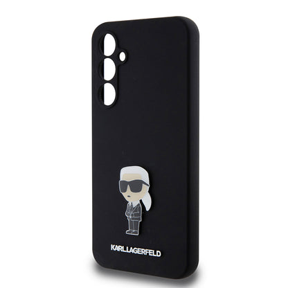 Deksel for Samsung Galaxy S23 FE S711, Karl Lagerfeld, Silicone Ikonik Karl Metal, Svart