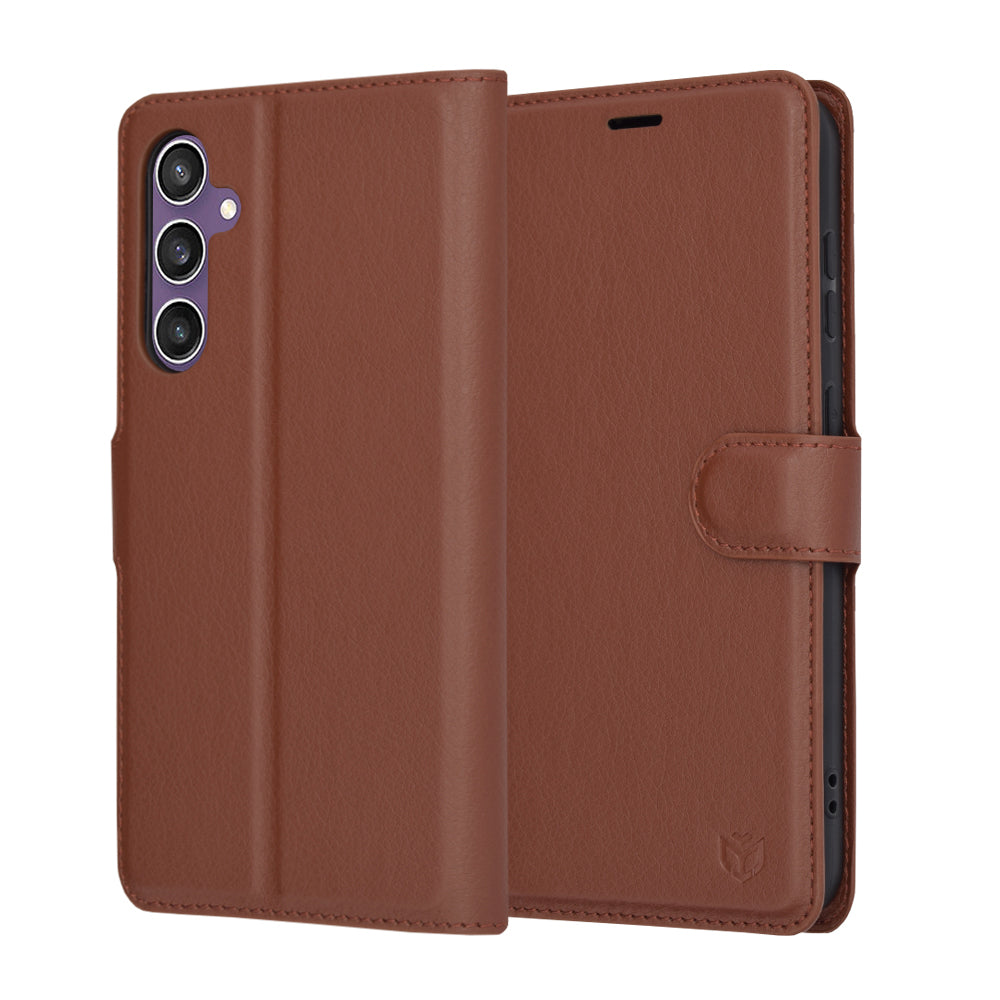 Deksel for Samsung Galaxy S23 FE S711, Techsuit, Leather Folio, Brun