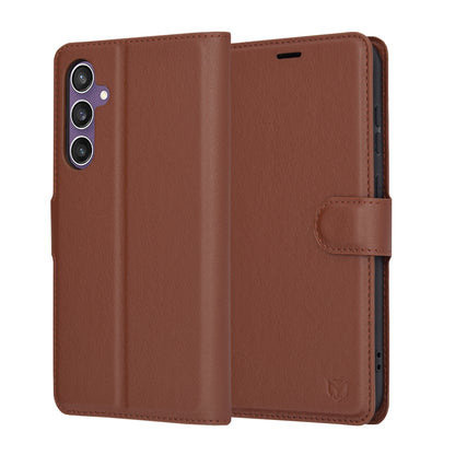 Deksel for Samsung Galaxy S23 FE S711, Techsuit, Leather Folio, Brun