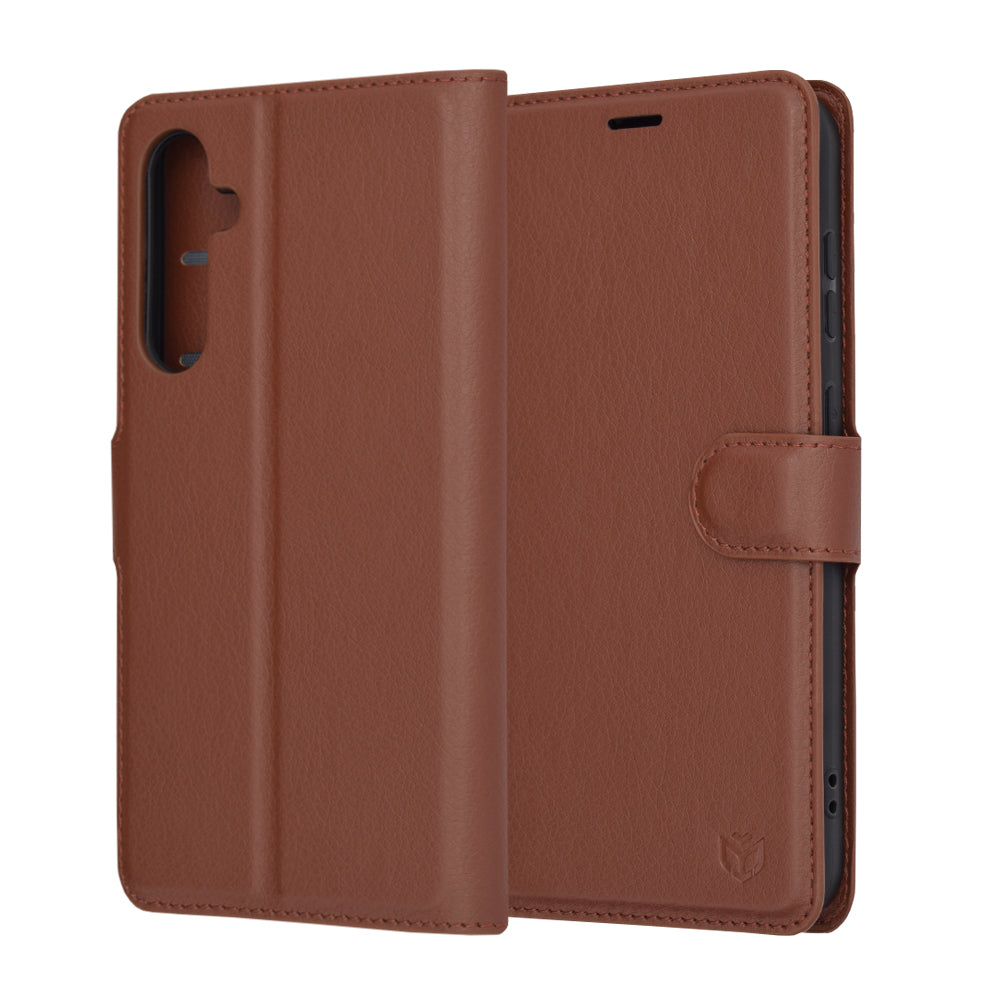 Deksel for Samsung Galaxy S23 FE S711, Techsuit, Leather Folio, Brun
