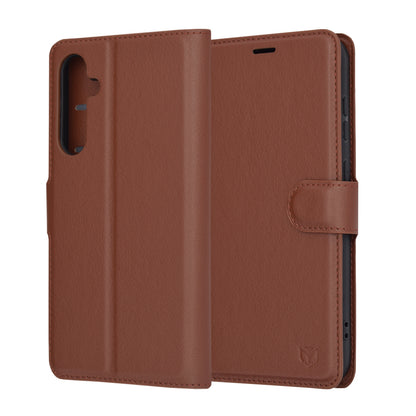 Deksel for Samsung Galaxy S23 FE S711, Techsuit, Leather Folio, Brun