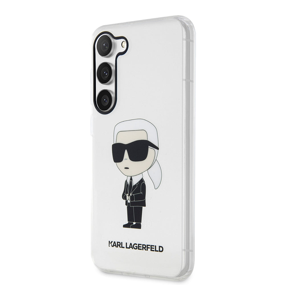 Deksel for Samsung Galaxy S23+ S916, Karl Lagerfeld, Ikonik Karl, Gjennomsiktig